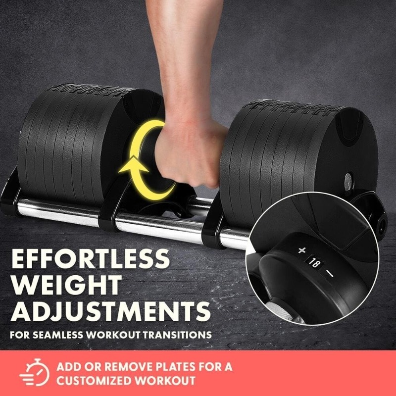 Adjustable Dumbbell Pair 40Kg - Large Fitness Equipment 70 Lbs Adjustable