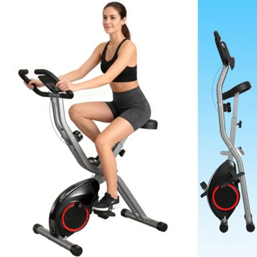 Exercise Bike Magnetic Resistance - Foldable Exercise Bike for Small Apartments: