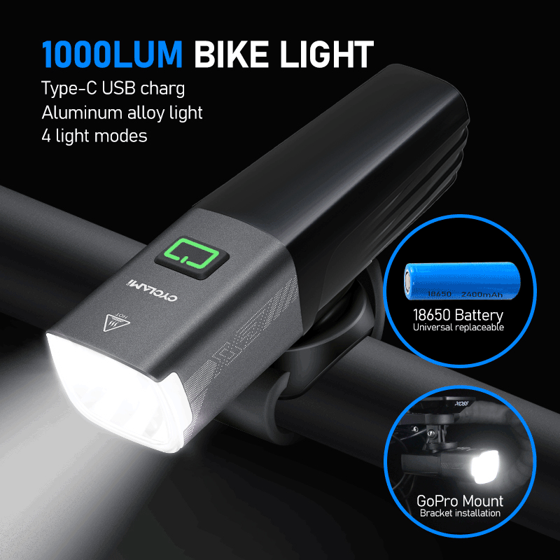 CYCLAMI X7 Reality 1000 Lumens - Rechargeable Bicycle Headlight 1000 Lumen 评论和价格