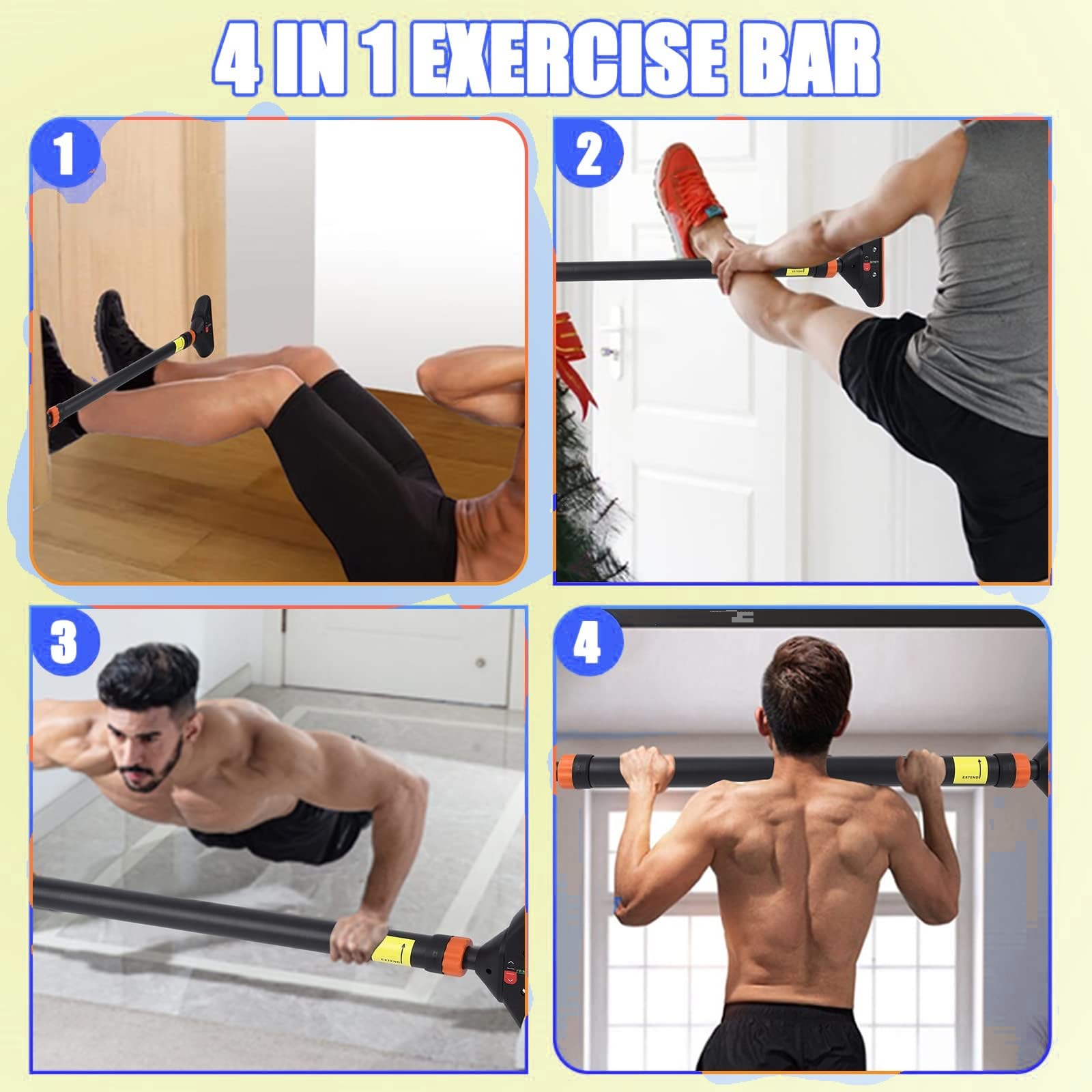 Adjustable Pull Up Bar for Doo - Door Pull Up Bar No Screw 评论和价格