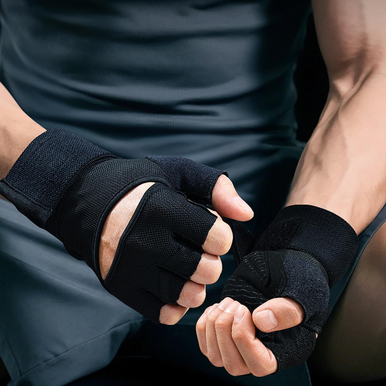 Gym Gloves For Men Half Finger - Wrist Wraps Weightlifting Support 评论和价格